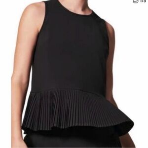 NWT SPANX Yes, Pleats! Black Pleated Peplum Tank Top